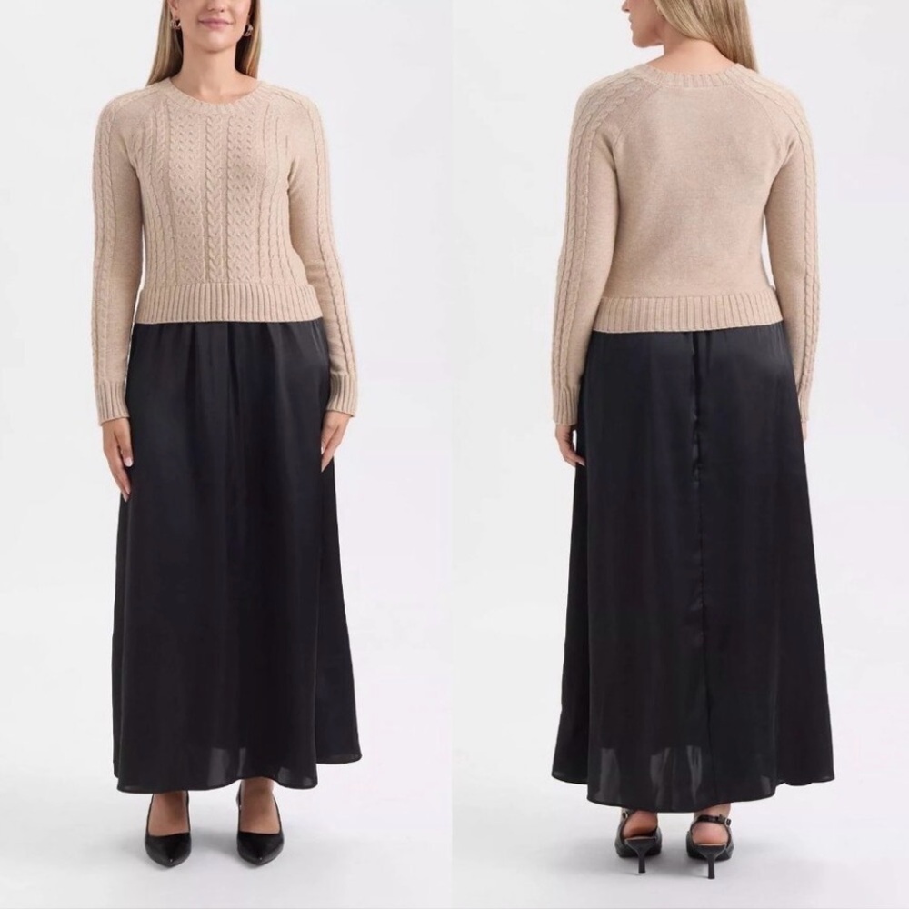 ELLEN TRACY Women's Twofer Cable Sweater Dress Size Large NWT